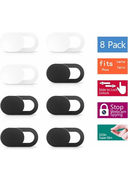 Dizüstü Bilgisayar Web Kamerası Kapağı Için Kamera Web Kamerası Kapağı (8'li Paket) Ultra Ince Uyumlar (Yurt Dışından)