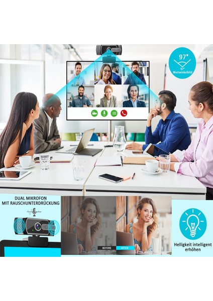 Kamera HD1080P Mikrofonlu Web Kamerası, Otomatik Işık Düzeltme, Ab'li USB Pc Web Kamerası (Yurt Dışından) modelleri