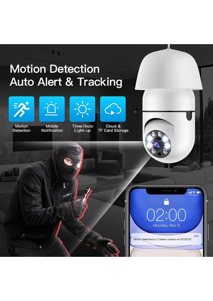 Kamera Wifi Ampul Kamera E27 Ampul 1080P-P ile Kablosuz Güvenlik Kamerası (Yurt Dışından) fırsatları