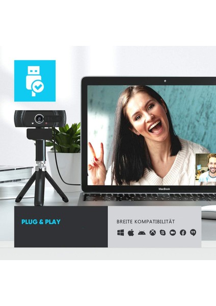 Kamera 1080P Mikrofonlu Web Kamerası, Pc/mac/lapto Için Sürücü Ücretsiz USB Hd Web Kamerası (Yurt Dışından) modelleri
