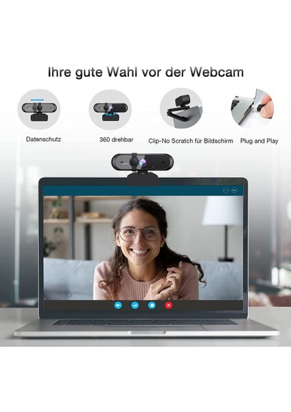 Kamera Full Hd Web Kamerası, Pc Için Gizlilik Ekranlı USB 1080P Web Kamerası, Otomatik Odaklama Web Kamerası (Yurt Dışından) indirimleri
