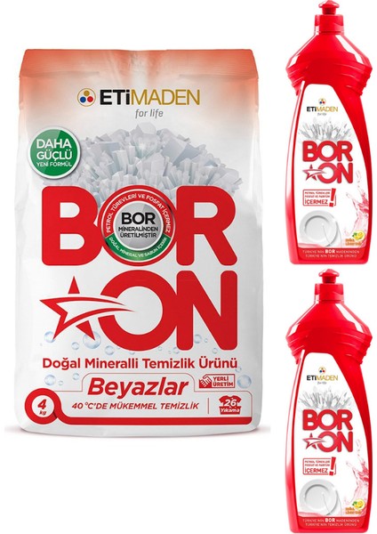 Toz Temizlik Ürünü Beyazlar + Boron Sıvı Elde Bulaşık 2 Adet