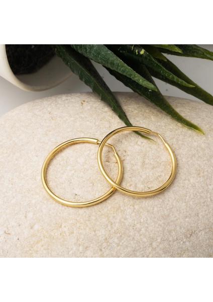 Altın Halka Küpe 14 Ayar 2,5 Cm. Çaplı
