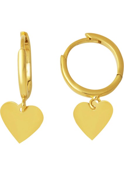 14 Ayar Kalp Figürlü Sallantılı Altın Küpe