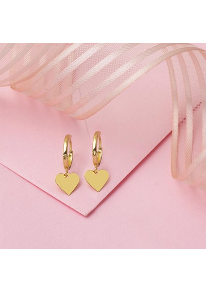 14 Ayar Kalp Figürlü Sallantılı Altın Küpe modelleri