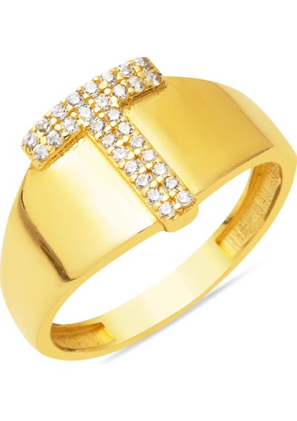 14 Ayar T Harf Altın Yüzük