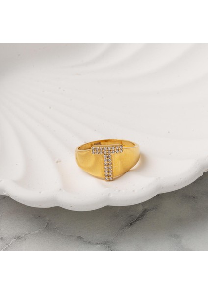 14 Ayar T Harf Altın Yüzük modelleri