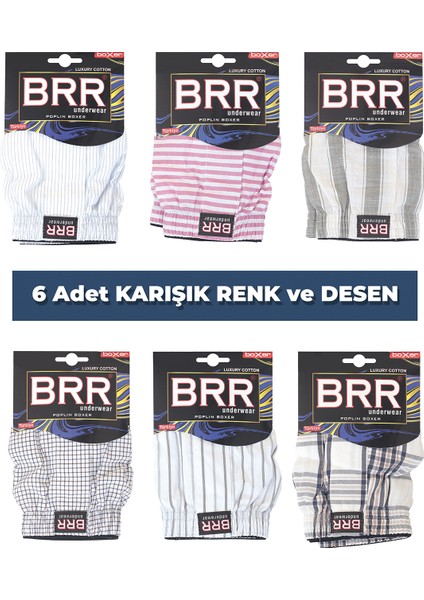 Karışık Renk 6’lu Paket Pamuklu Poplin Boxer Şort
