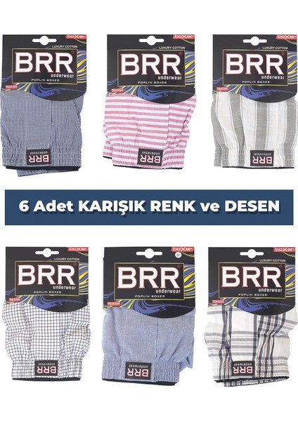 Karışık Renk 6’lu Paket Pamuklu Poplin Boxer Şort