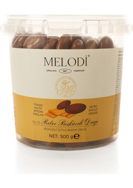 Çikolatalı Bisküvi Draje 500 gr kovada