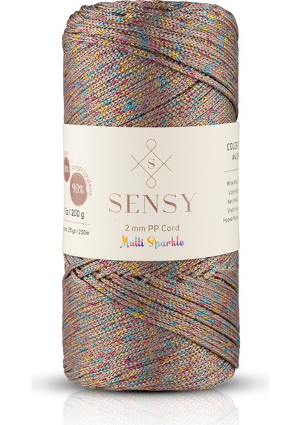 Multi Sparkle Simli Çok Renkli Polyester Makrome Ip 2mm 200 gr