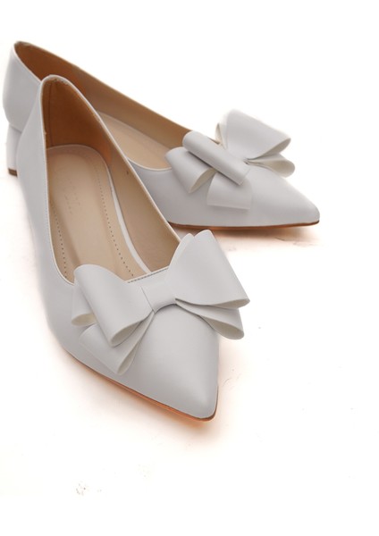 Renata Beyaz Fiyonklu (4cm) Sivri Burun Topuklu Ayakkabı modelleri