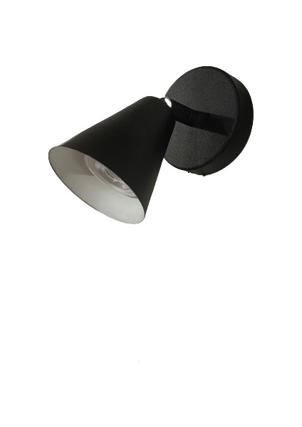 Metal Mafsallı Siyah Spot 180 Derece Armatür Aplik Beyaz LED Ampullü