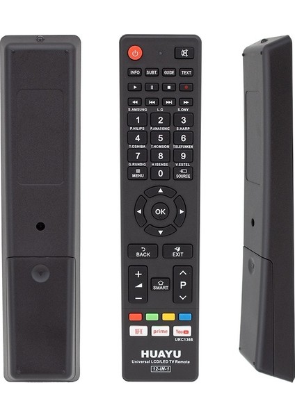 URC1366 12 In 1 Netflıx Prıme Youtube Tuşlu Unıversal Akıllı Kumanda Blisterli Siyah
