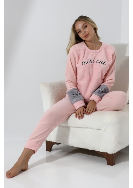 Fawn 3012 Peluş Welsoft Polar Kışlık Yumoş Kadın Pijama Takımı