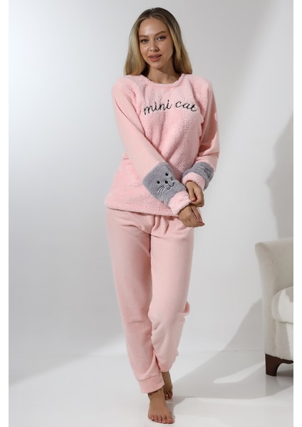 Fawn 3012 Peluş Welsoft Polar Kışlık Yumoş Kadın Pijama Takımı