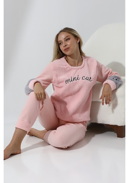 Fawn 3012 Peluş Welsoft Polar Kışlık Yumoş Kadın Pijama Takımı