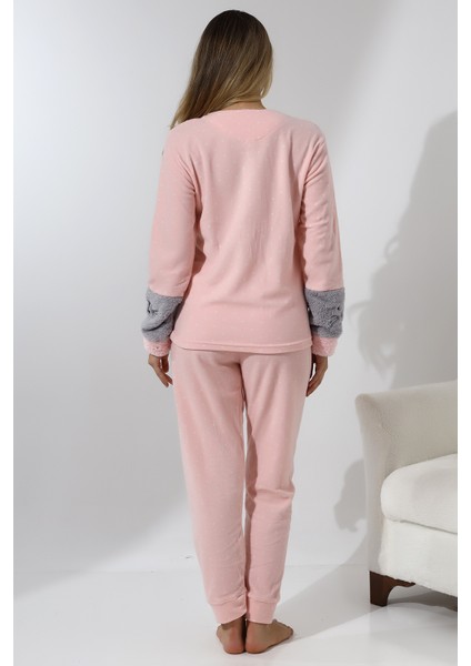 Fawn 3012 Peluş Welsoft Polar Kışlık Yumoş Kadın Pijama Takımı