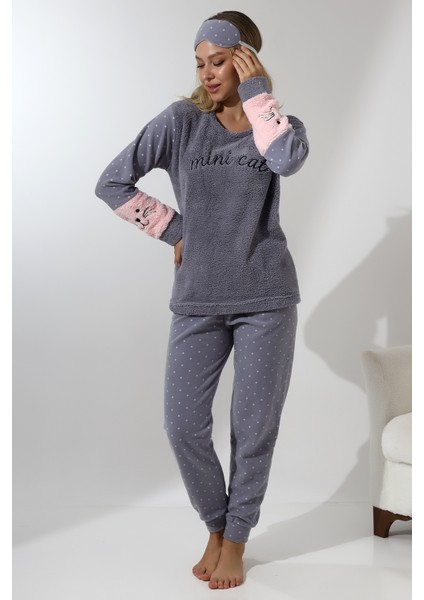 Fawn 3012 Peluş Welsoft Polar Kışlık Yumoş Kadın Pijama Takımı