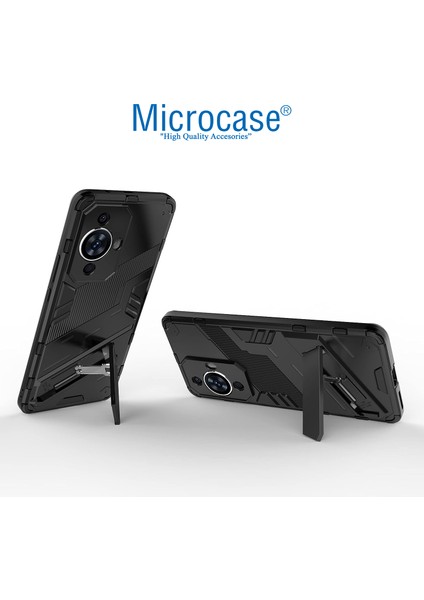 Realme C55 Matrix Serisi Armor Standlı Perfect Koruma Kılıf - Siyah AL3416