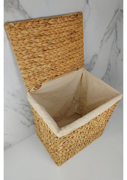 Dikdörtgen Katlanabilir Kelebek Desenli Hasır Bambu Kirli Çamaşır Sepeti Kahverengi - CL-11045