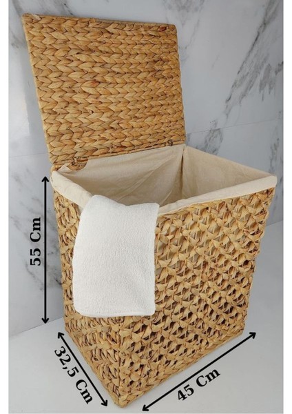 Dikdörtgen Katlanabilir Kelebek Desenli Hasır Bambu Kirli Çamaşır Sepeti Kahverengi - CL-11045