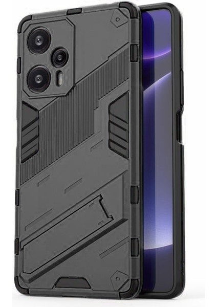 Xiaomi Redmi Note 12T Pro Matrix Serisi Armor Standlı Perfect Koruma Kılıf - Siyah AL3416