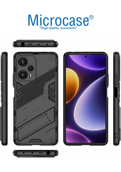 Xiaomi Redmi Note 12T Pro Matrix Serisi Armor Standlı Perfect Koruma Kılıf - Siyah AL3416