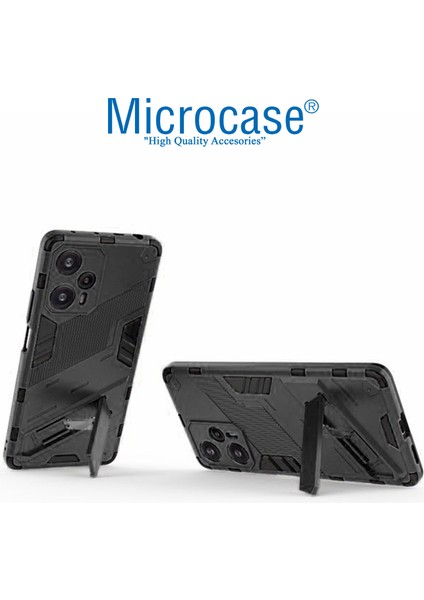 Xiaomi Redmi Note 12T Pro Matrix Serisi Armor Standlı Perfect Koruma Kılıf - Siyah AL3416