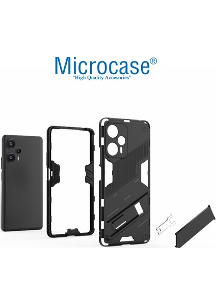 Xiaomi Redmi Note 12T Pro Matrix Serisi Armor Standlı Perfect Koruma Kılıf - Siyah AL3416