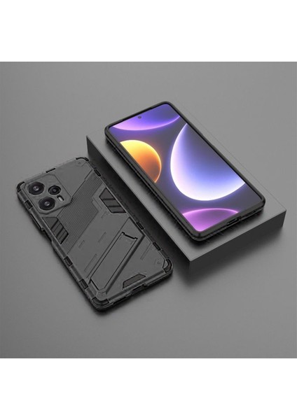 Xiaomi Redmi Note 12T Pro Matrix Serisi Armor Standlı Perfect Koruma Kılıf - Siyah AL3416