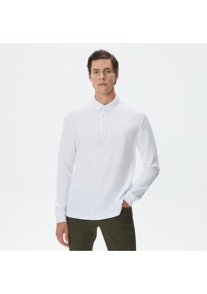 Nautıca Erkek Beyaz Slım Fıt Uzun Kollu Polo K37451T.1BW