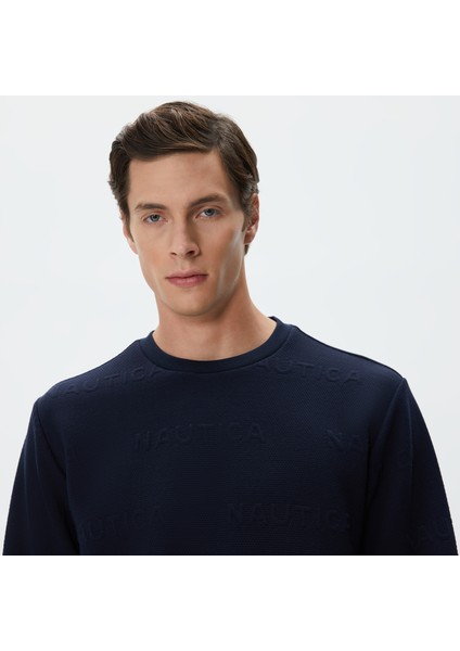 Nautıca Erkek Lacivert Standart Fıt Jakarlı Sweatshırt K37225T.4NV fırsatları
