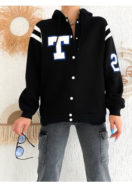 T 28 Yazılı Üç Iplik Gri Kolej Sweatshirt