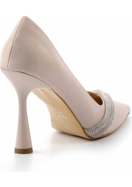 Mat Bej Saten Kadın Abiye Ayakkabı K01596188938 fırsatları
