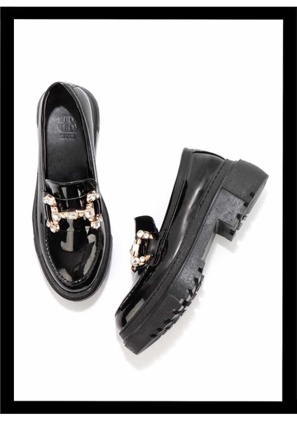 Siyah Rugan Kadın Loafer Ayakkabı K01503742008