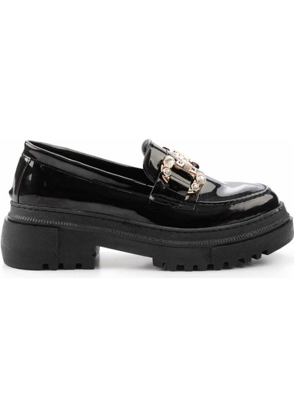 Siyah Rugan Kadın Loafer Ayakkabı K01503742008