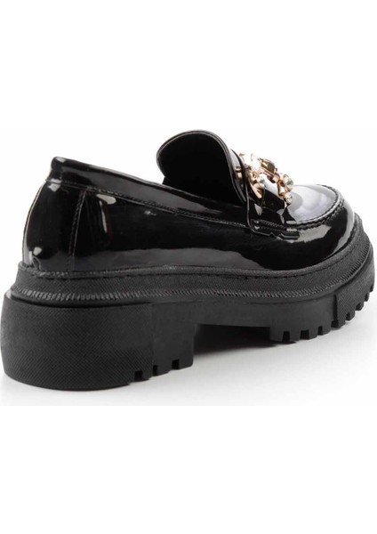 Siyah Rugan Kadın Loafer Ayakkabı K01503742008