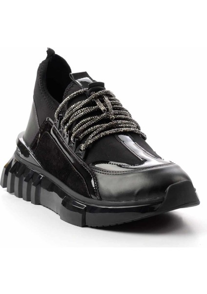 Siyah Siyah Streç Kadın Sneaker K01413055209 modelleri