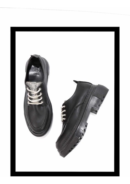 Siyah Lame Taşlı Kadın Loafer Ayakkabı K01503741709