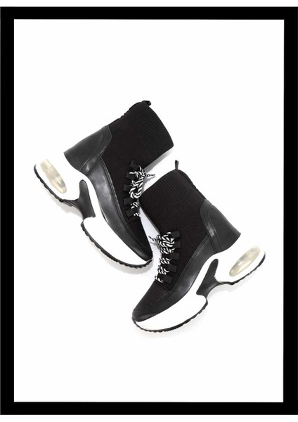 Siyah Simli Kadın Sneaker K02932402378