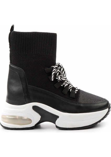 Siyah Simli Kadın Sneaker K02932402378