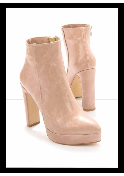 Nude Yılan Baskı Kadın Bot & Bootie K02926060507