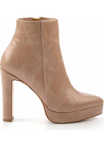 Nude Yılan Baskı Kadın Bot & Bootie K02926060507