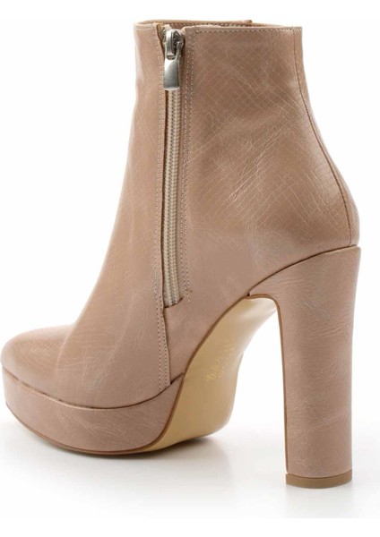 Nude Yılan Baskı Kadın Bot & Bootie K02926060507
