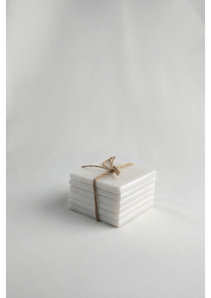 6'lı Set Kare Bardak Altlığı Gerçek Ince Mermer fiyatları