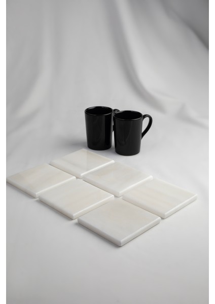 6'lı Set Kare Bardak Altlığı Gerçek Ince Mermer modelleri