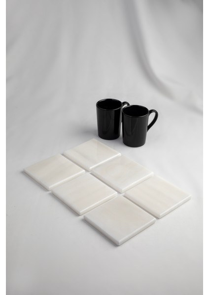 6'lı Set Kare Bardak Altlığı Gerçek Ince Mermer fırsatları