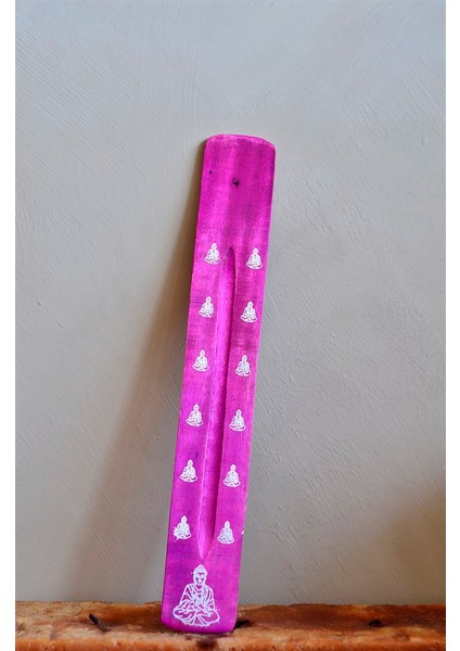 Pembe - Gümüş Yaldızlı Buda Motifli Kayık Tütsülük