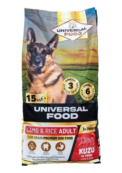 Unıversal Food Düşük Tahıllı Premium Kuzu Etli Yetişkin Köpek Maması 15 Kg. (%100 Kuzu Yağı Astaksantin içeren) modelleri